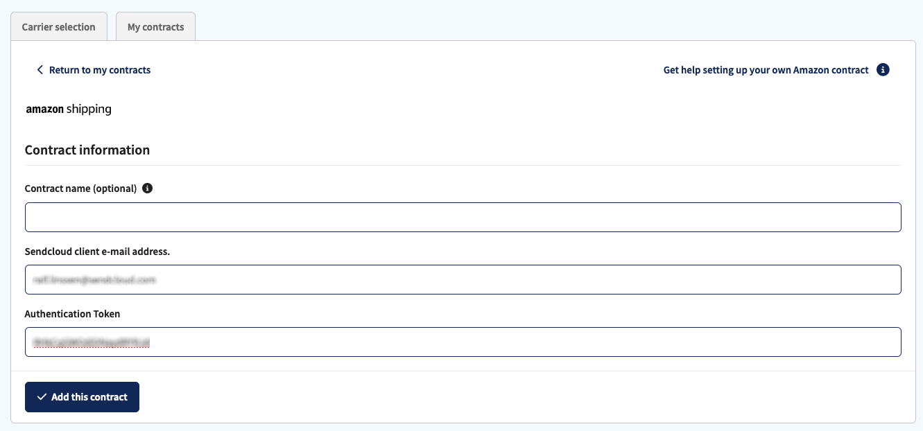 Amazon Shipping contract activation Sendcloud Help Center